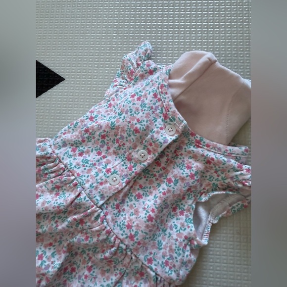 Carter’s|Baby girl Ditsy Floral Pink short sleeve dress bodysuit with cardigan• - Picture 4 of 5